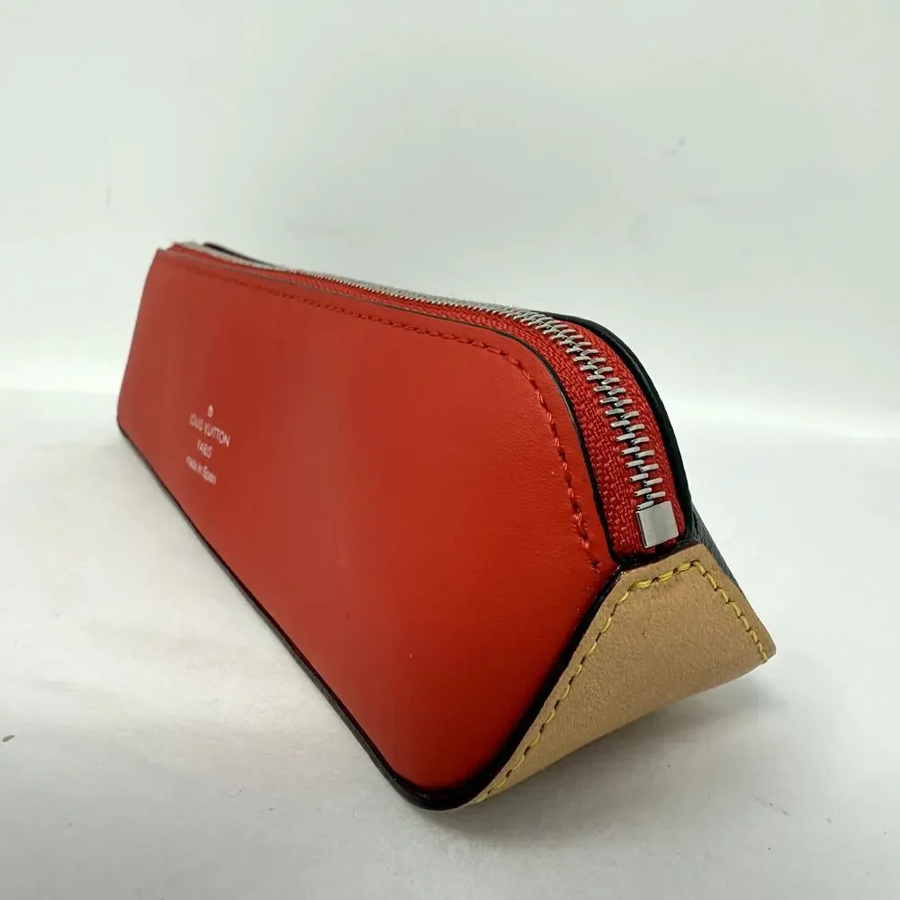 Louis Vuitton Monogram Elizabeth Pencil Pouch Case Red Gi0009 Trous RARE NEW
